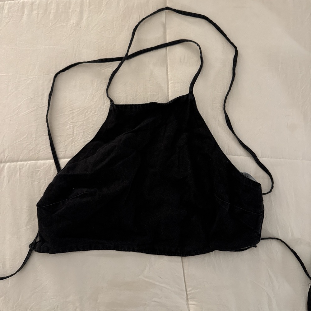 Black Lace Up Halter Top